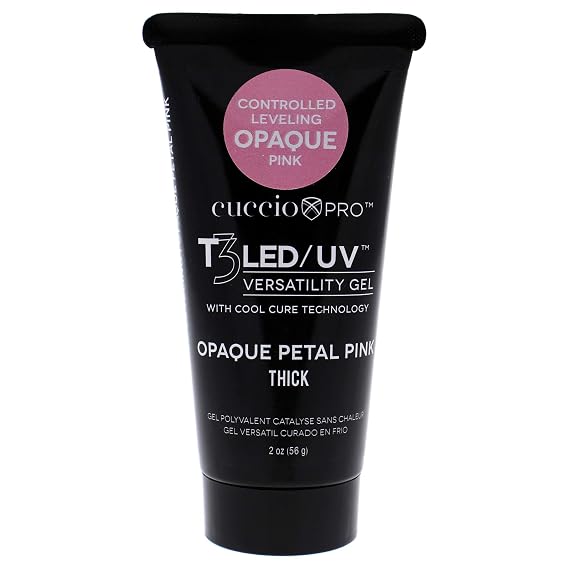 Cuccio Pro T3 Cool Cure Versatility Gel - Controlled Levelling - LED And UV - Incredibly Flexible - Strong Adhesion - Thick Viscosity - Fast Application - Tube - Opaque Petal Pink - 2 Oz Nail Gel