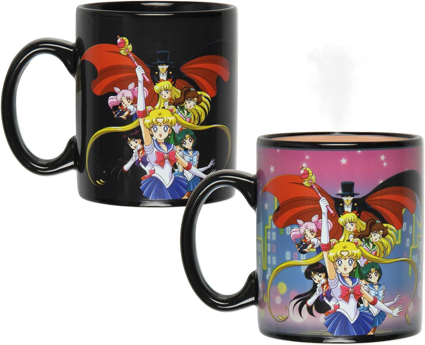 JUST FUNKY Sailor Moon Anime Manga Heat Reactive Color Changing Tea Coffee Mug Cup