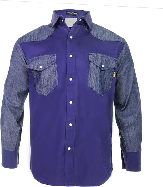 Just In Trend Flame Resistant FR Shirt - 88/12 - Western Style - Two Tone
