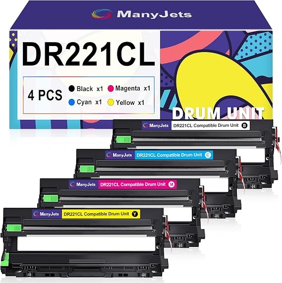 DR221CL Drum Unit Replacement for Brother DR221CL DR-221CL 4-Pack | DR-221CL Drum Unit for MFC-9130CW 9330CW HL-3170CDW 3180CDW 3140CW MFC-9340CDW DCP-9020CDN MFC-9330CDW Printer (BK/C/M/Y)