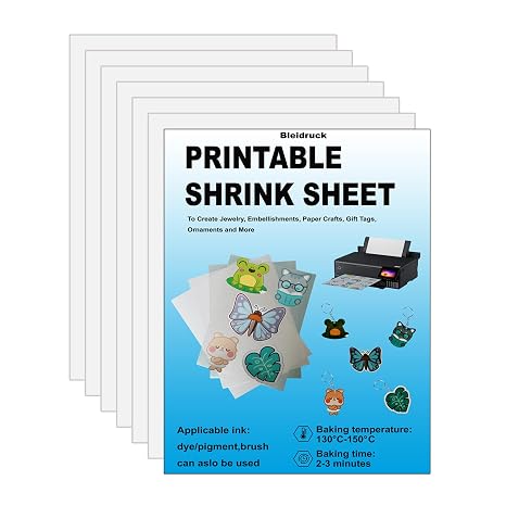 Printable Shrink Plastic Sheet Inkjet Compatible Shrinky Film for DIY Craft