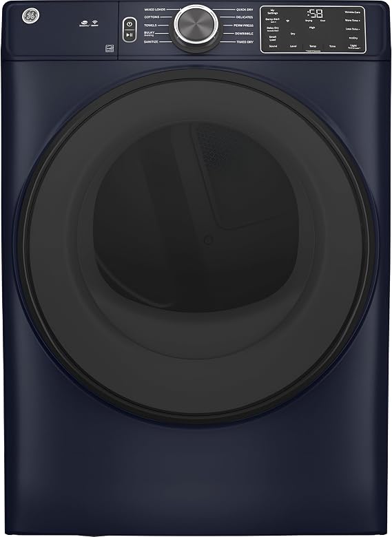 GE Appliances GFD55ESPRRS 7.8 cu. ft. Smart Electric Front Load Dryer in Sapphire Blue, WiFi Connectivity