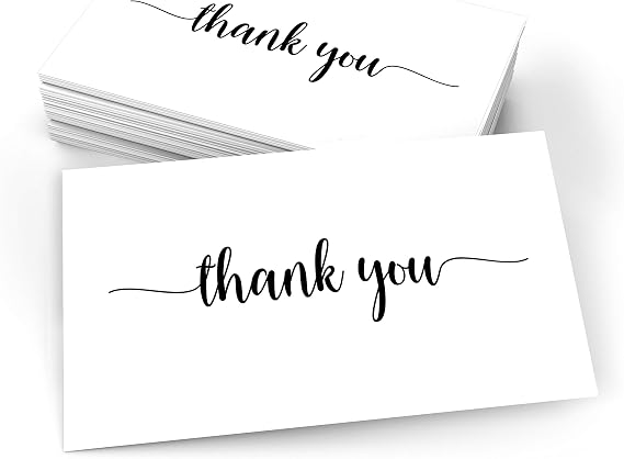 321Done Thank You Postcards, Set of 50, 3x5 Blank on Back Cards - No Envelopes Needed, 14 pt Card Stock, White Double-Sided, Made in USA
