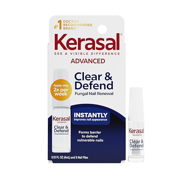 Kerasal Clear & Defend Nail Renewal, Better Looking Nails,0.33 oz + 5 Files | Proactive nail solution with Urea and spirulina helps deliver better looking nails after 1 use