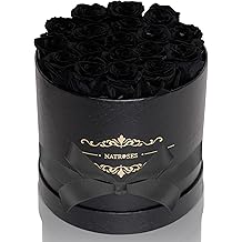 NATROSES Handmade Preserved Black Roses, 18 Selected Rosebuds, Lasting Roses for Her