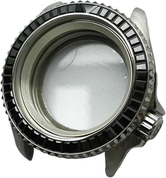 Compatible With NH Movement 35 36 Movement 42mm Gemstone Inlaid Waterproof Silver Case 28.5mm Dial Sapphire Crystal Gemstone Case(Silver-3)
