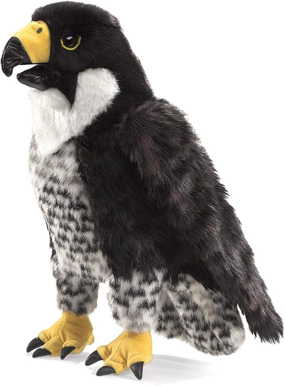 Folkmanis Peregrine Falcon Hand Puppet, Black/White/Yellow