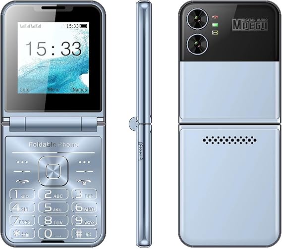 Portable Flip Phone for Seniors, 2.6in Unlocked Flip Phone 2G Senior Cellphone Big Button Loud Sound Basic Phone for Elderly (Blue)