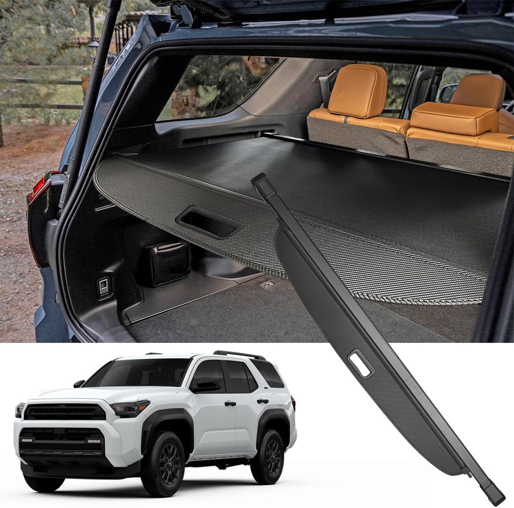 4Runner 2025 Cargo Cover,2025 4Runner Accessories,Retractable Trunk Cover Organizer Security Shielding Shade Tonneau Cover
