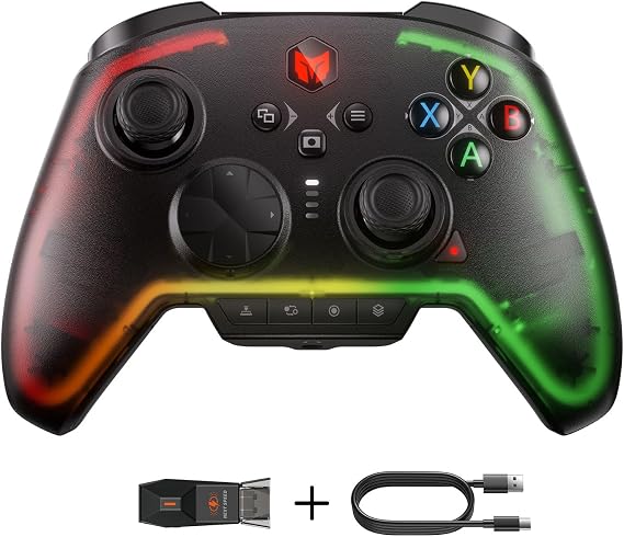 BIGBIG WON Wireless Controller, Rainbow 2 Pro PC Controllers 6-axis Gyro Sensor, Hall Effect Trigger, ALPS Joystick, Custom Button, 3.5mm Audio Gamepad for PC Windows/Android/iOS/Switch Controllers