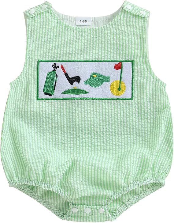 Baby Boy Girl Clothes Newborn Smocked Bubble Romper Embroidery in Plaid/Striped Overall Bodysuit Outfit