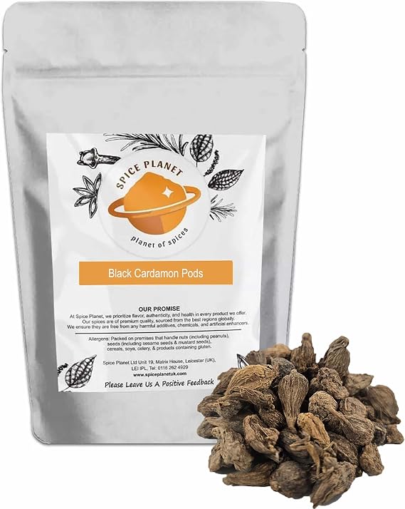 Black | Brown Cardamon | Cardamom Pods | Badi Elaichi Whole Dried Premium Quality by Spice Planet® 25g-1.9kg (25 Grams)