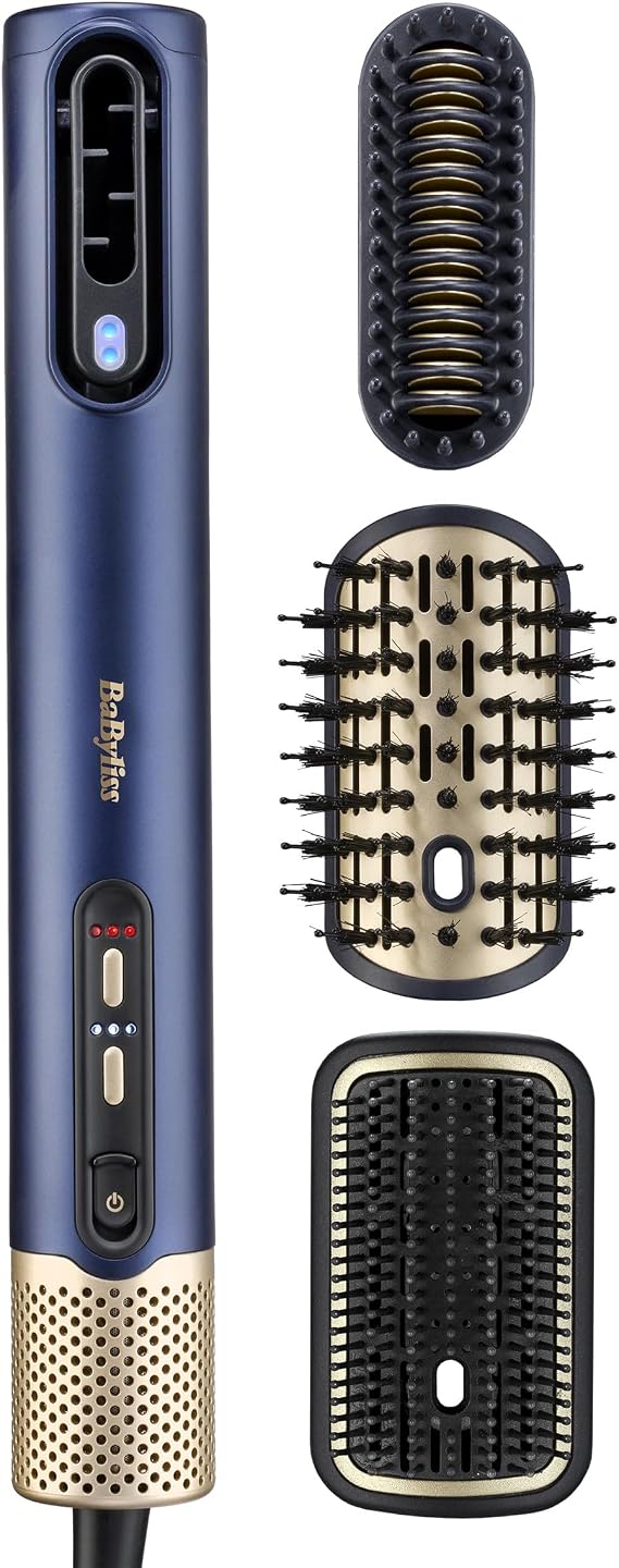 BaByliss Air Wand - Hair Dryer, Straightener and Styler All in One, Wet to Dry, Anti Frizz, No Heat Damage, 3 Attachments, AS6553U -
