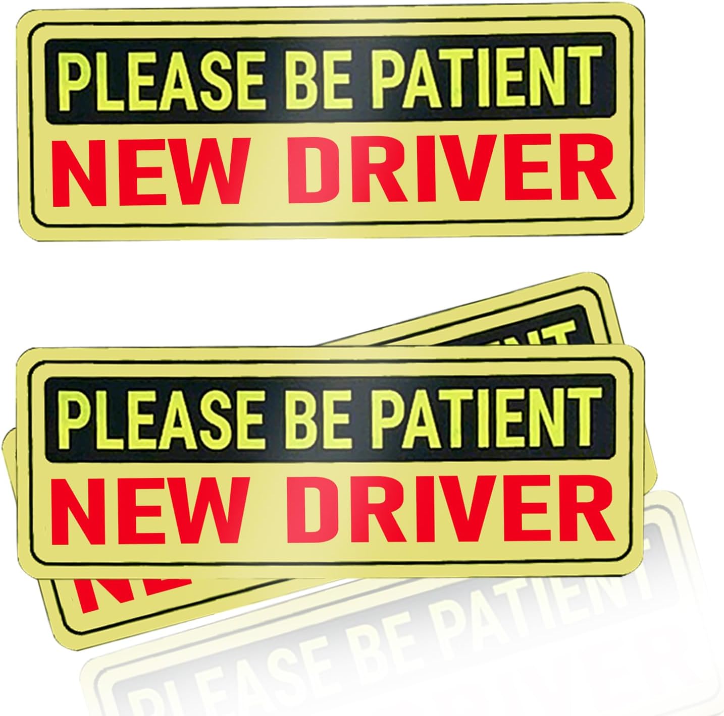 Sticker for Car Window 3PC,No Magnetic Car Sticker and Decal,New Driver Safety Signs for Cars,Car Bumper Reflective DecalBlack&Red&Yellow New Driver,3PC