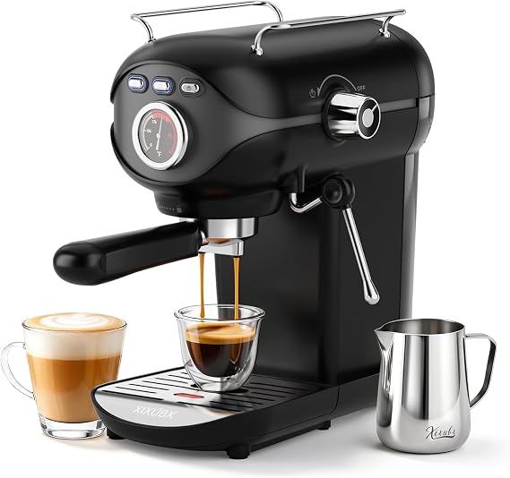 XIXUBX Espresso Machine, Compact Espresso Maker with Milk Frother,Black