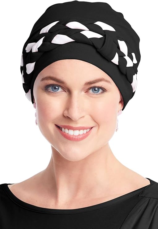Double Braid Turban Set - All Cotton 2 pc Chemo Cancer Turbans for Women