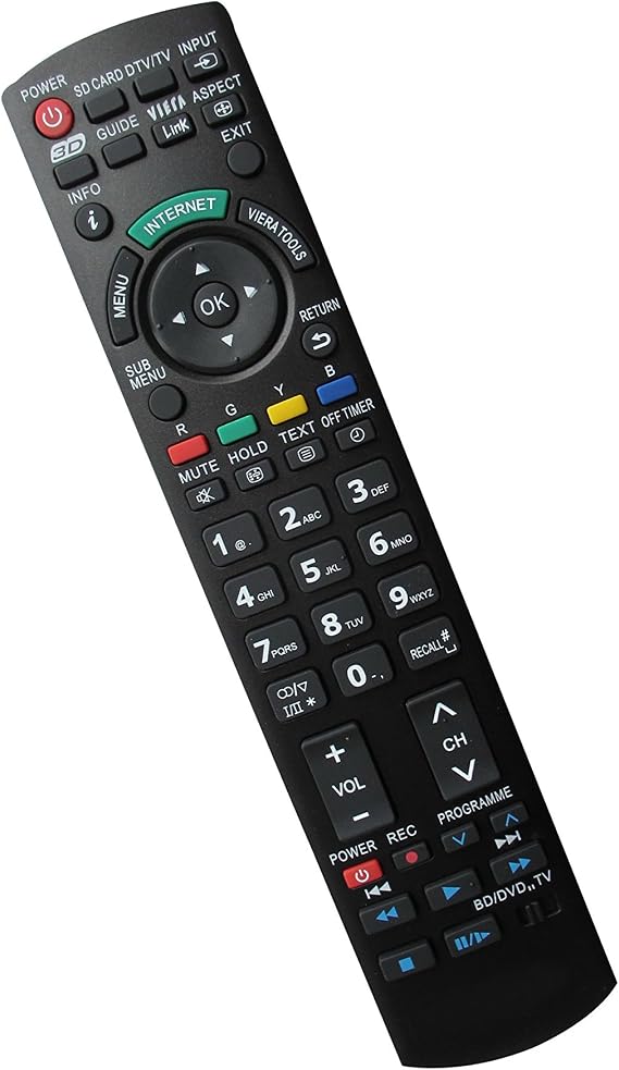 Universal Remote Replacement Control Fit For Panasonic TH-C46FD18 TH-40PE8 TH-46FD18 TH-C50FD18 TH-50PZ80U TH-42PZ80UA TH-50PZ80UA TH-50PZ80UA TH-42PZ80U TH-50PZ700U TH-58PZ700U Plasma LCD LED HDTV TV