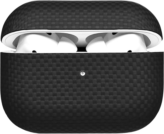 Latercase for AirPods Pro 2 | Ultra-Thin 0.6mm Aramid Fiber Case | Lightweight 6g Hard Shell Slim Protective Cover | Wireless Charging Compatible | Matte Non-Slip Grip | Black Crosshatch