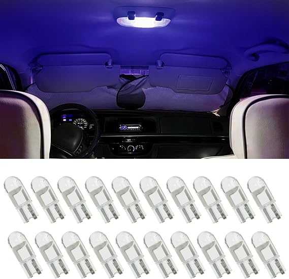 30 PCS 194 LED Car Bulb, 194 LED Light Bulb White 6000K, 168 2825 W5W T10 Wedge COB LED Replacement Bulbs Error Free for Car Dome Map Door Courtesy License Plate (Blue)