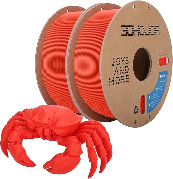 3DHoJor 3D Printing Filament Basic PLA Filament Bundle 1.75mm Cardboard Spool Dimensional Accuracy +/- 0.03 mm Fit Most 3D FDM Printer 1KG*2 spools-2Pack RGB Red