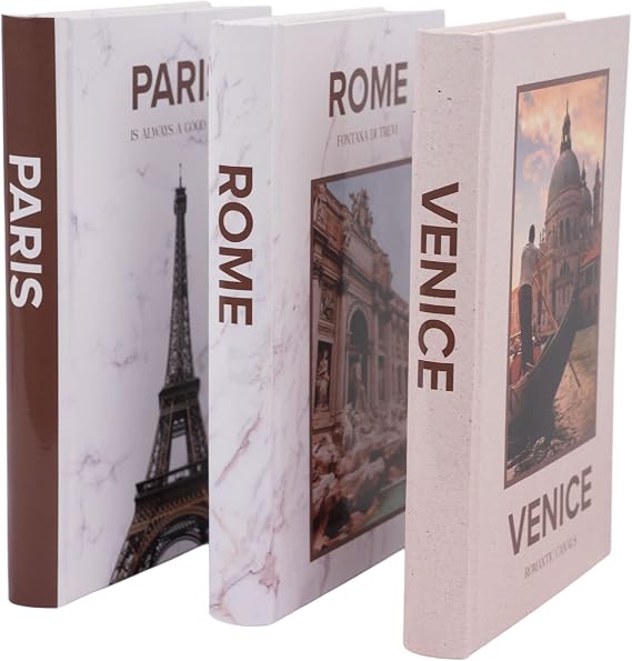 Decorative Books for Home Decor - Set of 3 Hardcover Decor Books for Shelves, Faux Books for Decoration, Shelf Decor Aesthetic, Designer Decor Set (Brown Book Decor Aesthetic)