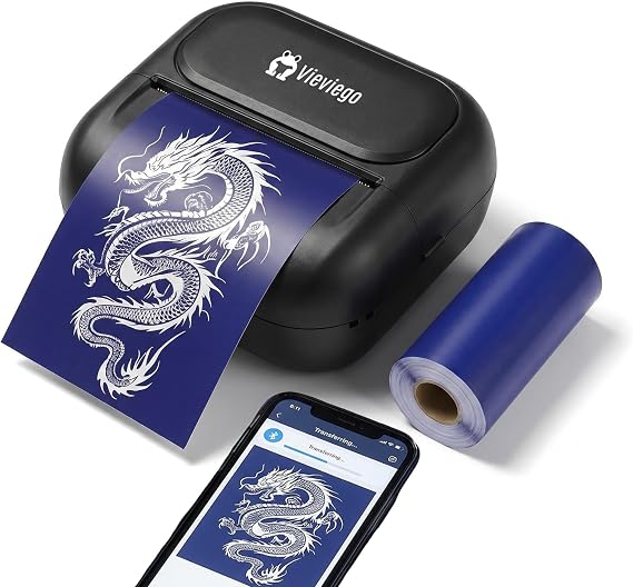 Mini Tattoo Stencil Printer, Portable Tattoo Transfer Printer Machine, with 2.2" width Paper-Saving Printing Size, Supports Smartphone & Tablet, for Artists & Beginners & Tattoo Studios,Black