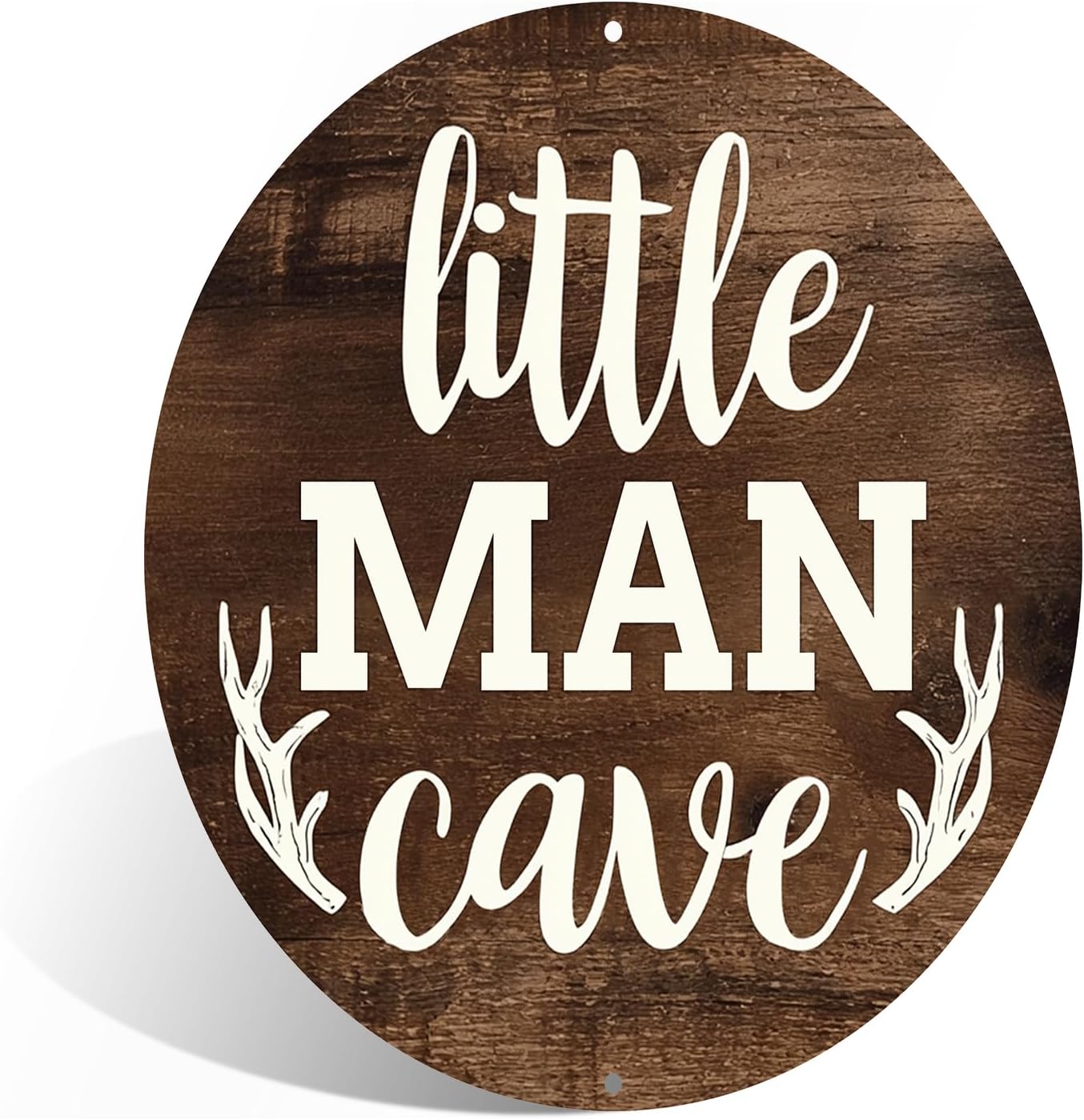 Little Man Cave Metal Fun Aluminum Sign Wall Decor for Boy's Bedroom, Game Room, Home Study - 8x8 Inches Whimsical Kids' Space-Themed Wall Art (25249)