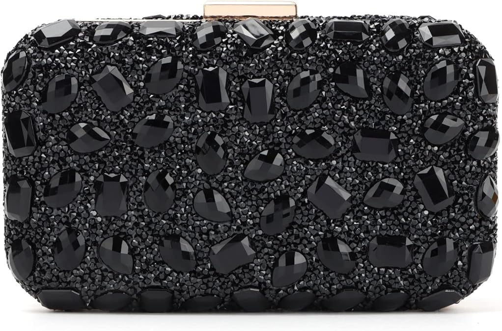 Fecialy Clutch Purses For Women Crystal Evening Bag Gemstone Handbag Formal Rhinestone Purse For Wedding Party