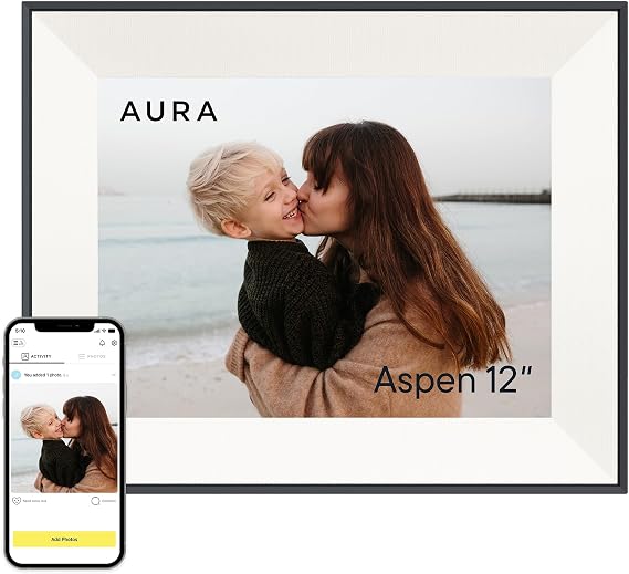 Aura HD Digital Picture Frame | Carver: The Best Frame for Gifting (Gravel Mat, 12")