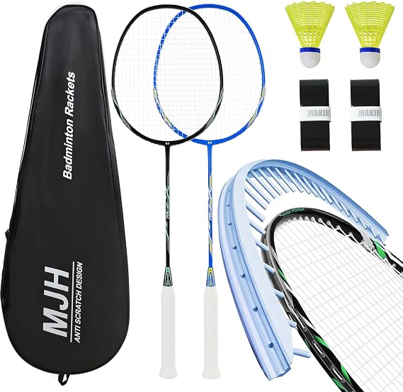 Adult Badminton Set with 2 Graphite Rackets - Anti Scratch Design