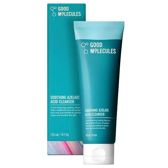 Good Molecules Soothing Azelaic Acid Cleanser Gentle Creamy Non-Foaming Face Wash for Oily & Sensitive Skin Vegan & Fragrance-Free 120 ml