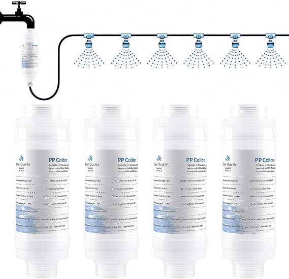 Hydrogarden 4 Pack Water Filter Garden Hose for 3/4" Standard Garden Hose and Faucets, Outdoor Misting System Filter, Preventing Scale Buildup from Clogging Up
