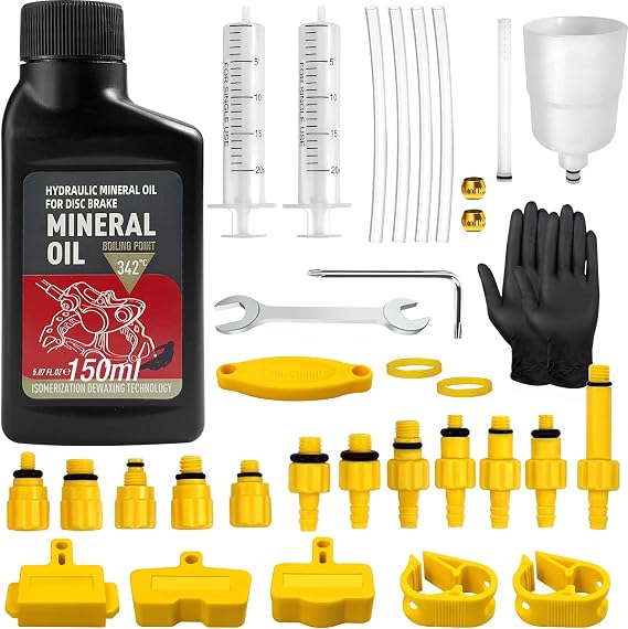 Brake Bleed Kit, Bicycle Hydraulic Brake Bleed Kit Including 150ML Mineral Oil for Shimano,TEKTRO, TRP Hydraulic Disc Brakes