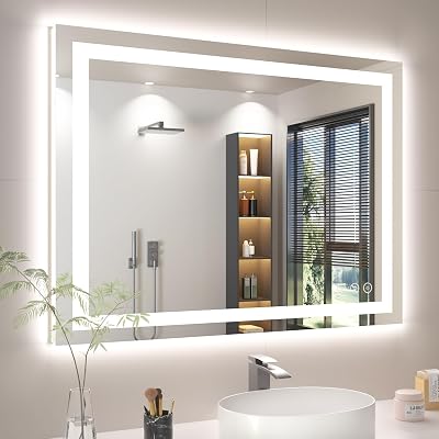 40X30 LED Bathroom Mirror with Lights, Anti-Fog, Backlit  Front Lit, Lighted Bathroom Vanity Mirror for Wall, Memory Function, Dimmable, Tempered Glass, Shatter-Proof