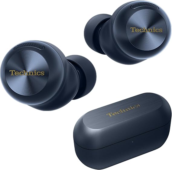 Technics Reference Class Hi-Fi Wireless Ear Buds, Dolby Atmos with Head Tracking, Adaptive Noise Cancelling, 3 Device Multipoint, 10-Hr Battery, Wireless Charging, Improved Fit, EAH-AZ100-A(Blue)