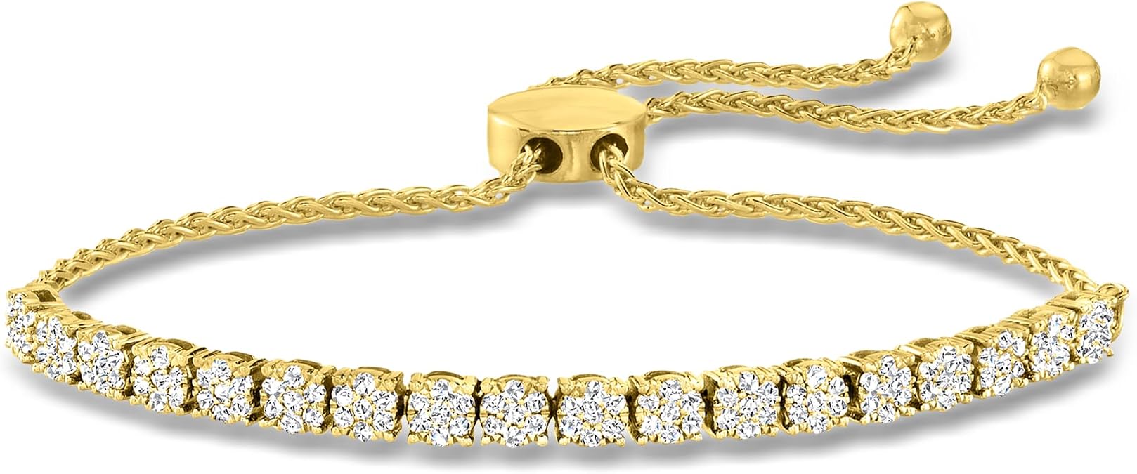 Ross-Simons 1.00 ct. t.w. Diamond Cluster Bolo Bracelet in 18kt Gold Over Sterling