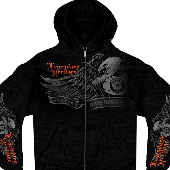 Hot Leathers - GMZ4137 BLACK, XL Ghost Eagle Zip Hoodie (Black, X-Large)
