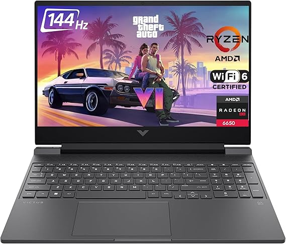 HP Victus 15 Gaming Laptop, 15.6" FHD 144Hz IPS (AMD Ryzen 5 7535HS, 16GB DDR5 RAM, 512GB PCle SSD, Radeon RX 6550M 4GB (Beat RTX3050)) Backlit KB, Wi-Fi 6, Webcam, Ethernet, Win 11 Home