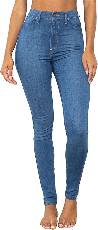 Vibrant Womens Denim Skinny Jeans Super Stretch High Waisted Rise Classic Casual Slim Fit Pants