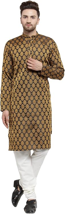 Maple Clothing Poly Silk Kurta Pajama for Men Indian Wedding Party Outfit Guest Wear