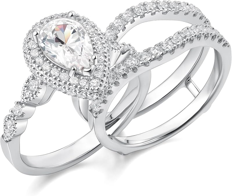 Newshe Jewellery Wedding Rings for Women Bridal Sets Engagement Ring