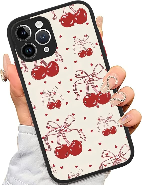 Compatible for iPhone 15 Plus Case, Cute Cherry Pink Bow Coquette Girl Aesthetic Protective Magnetic Phone Case (for iPhone 15 Plus)