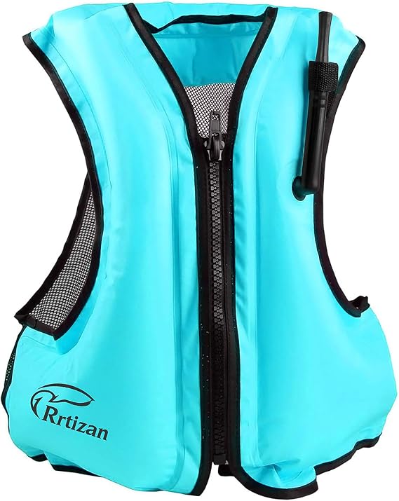 Rrtizan Swim Vest for Adults, Swim Jackets - Portable Inflatable Snorkel Vest for Swimming, Snorkeling, Kayaking, Paddle Boating and Other Low Impact Water Sports Safety(Blue)