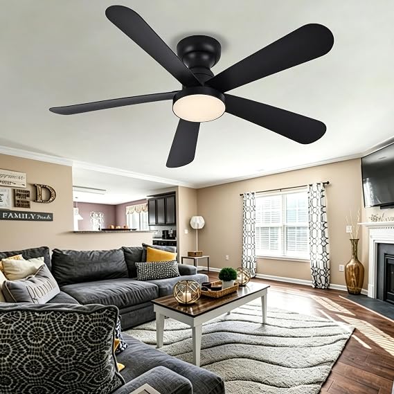 Smart Modern Style Led Ceiling Fans with Lights Reversible Dimmable and Silent Ceiling Fans with Lights and Remote Control Suitable for Bedrooms Living Rooms and Kitchens,Black-42
