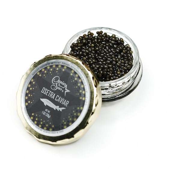 Premium Osetra Caviar Amber Russian Sturgeon Roe with Creamy, Nutty Flavor (1 ounce (28 grams))