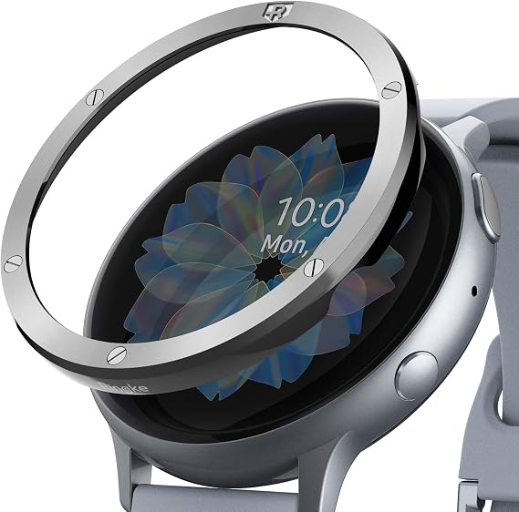 Ringke Bezel Styling Full Cover for Galaxy Watch Active 2 (44mm Only) Case Bezel Ring Adhesive Accessory - Silver (GW-A2-44-40)