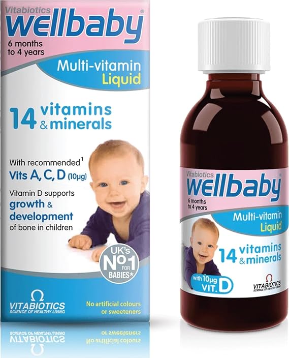 Vitabiotics Wellbaby Multi-Vitamin Liquid - Immune System Multivitamin for Infants and Babies Ages 6 Months to 4 Years - 150mL