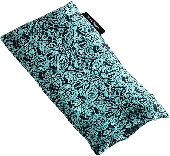 Hugger Mugger Silk Eye Pillow with Bead Filling - Boho Teal - Scent-Free, Light Weight, Chill in Freezer, Washable Cover, Washable Bead Filling