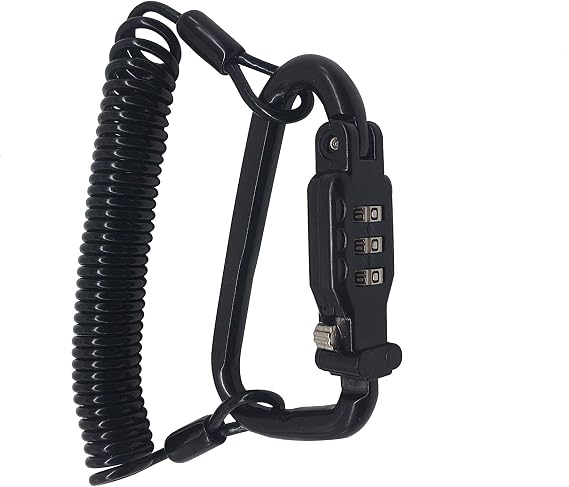 Motorcycle Helmet Lock & Cable Heavy Duty Combination Lock Security PIN Lock, Black, 1.82M Long, Easy to Carry