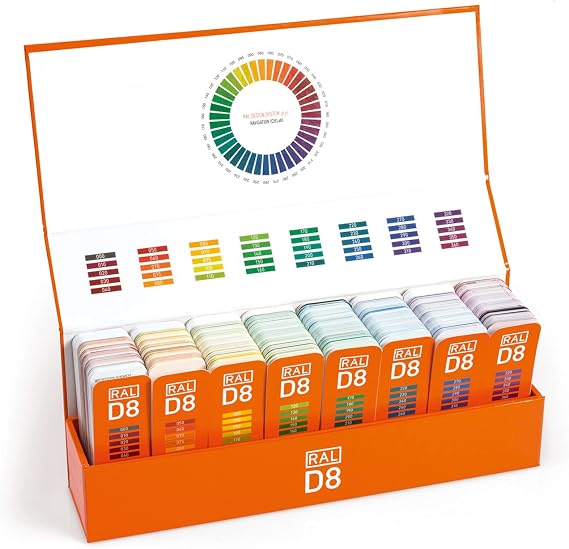 RAL D8 Color Chart, 1,825 colors, Semi-Matt 8 Handy Color Fans
